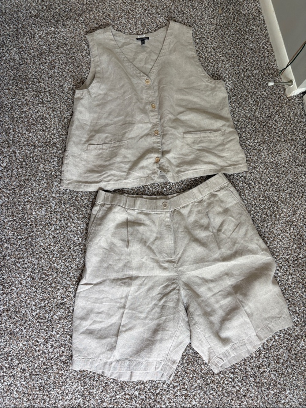 NEW Eileen Fisher Neutral 100% Organic Linen Matching Set XL